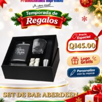 Oferta navideña: Set de bar Aberdeen personalizado con logo por Q145.00; compra mínima de 6 unidades.