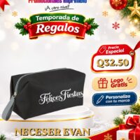 Oferta navideña: Neceser Evan personalizado con logo por Q32.50; compra mínima de 12 unidades.