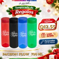 Oferta navideña: Pachón Flow 700 ml personalizado con logo por Q12.55; compra mínima de 100 unidades.
