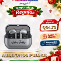 Oferta navideña: Audífonos Pulsar personalizados con logo por Q94.75; compra mínima de 12 unidades.